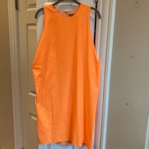 COS contemporary sheath dress in bright apricot